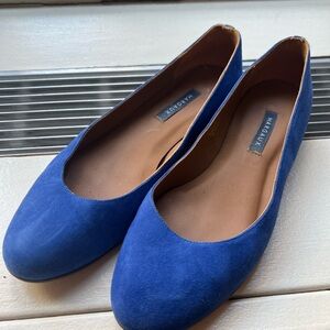 Blue suede margaux flats. Worn once, in great condition!